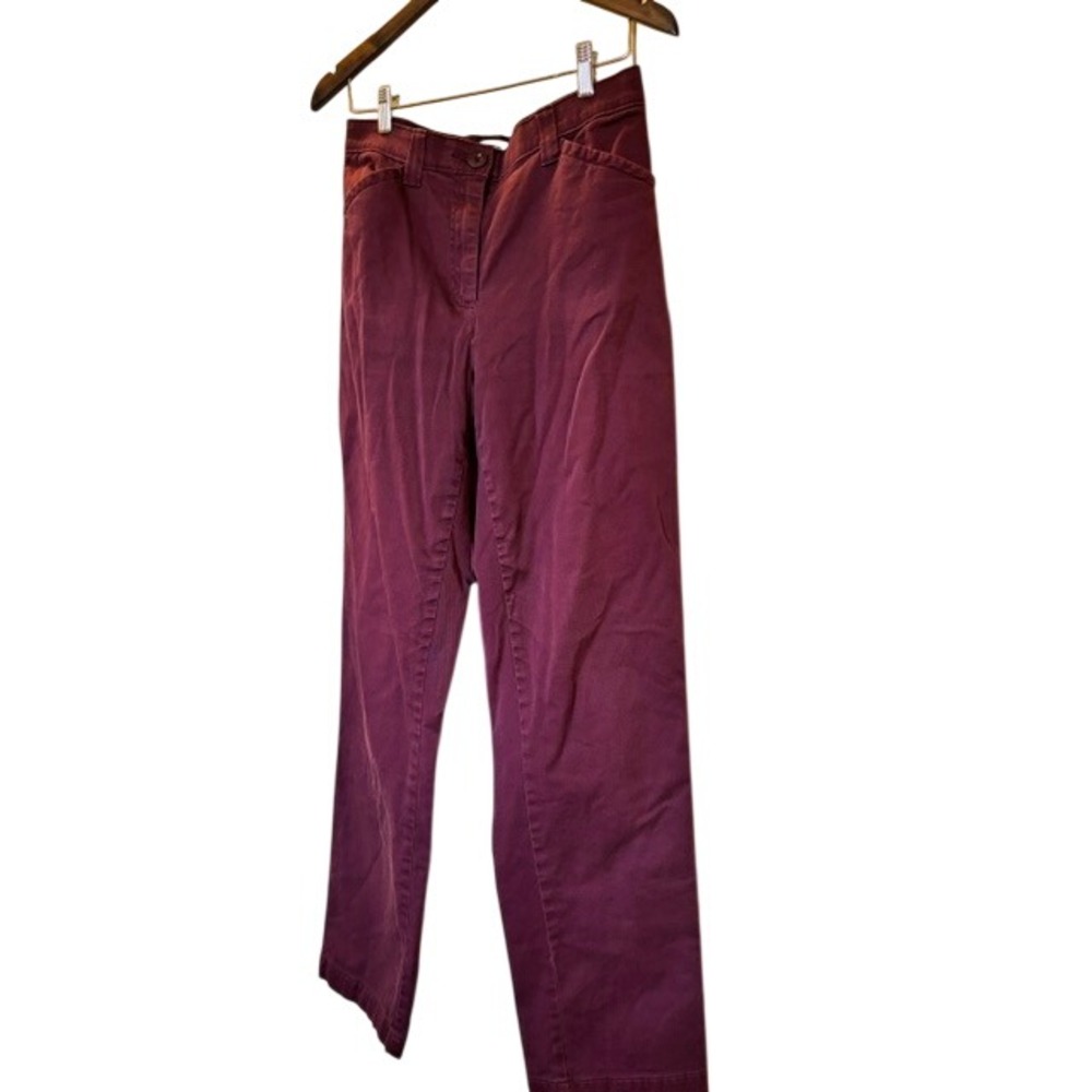 LL Bean Classic Fit Plaid Flannel Lined Pants Size 8 Tall Burgundy Gorpcore